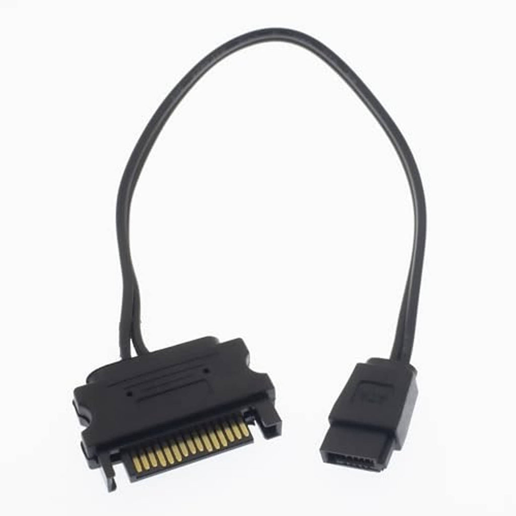 Slimline 6-pin to 15-pin SATA power adapter cable, full cable and plugs