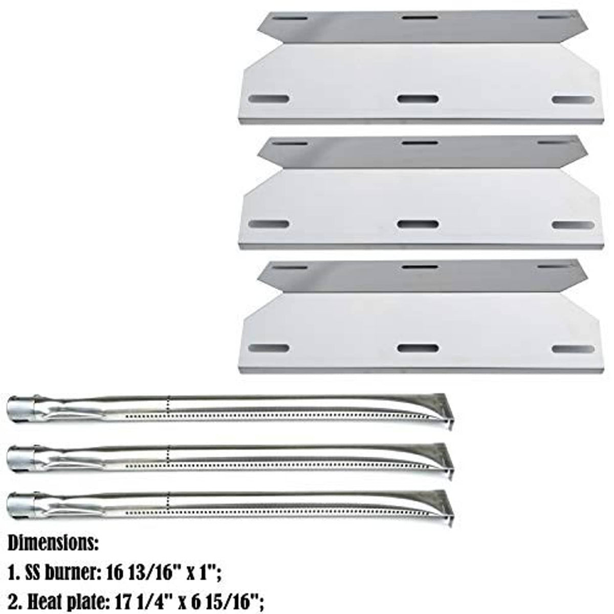 Stainless steel heat plates and three burner tubes with perforated slots