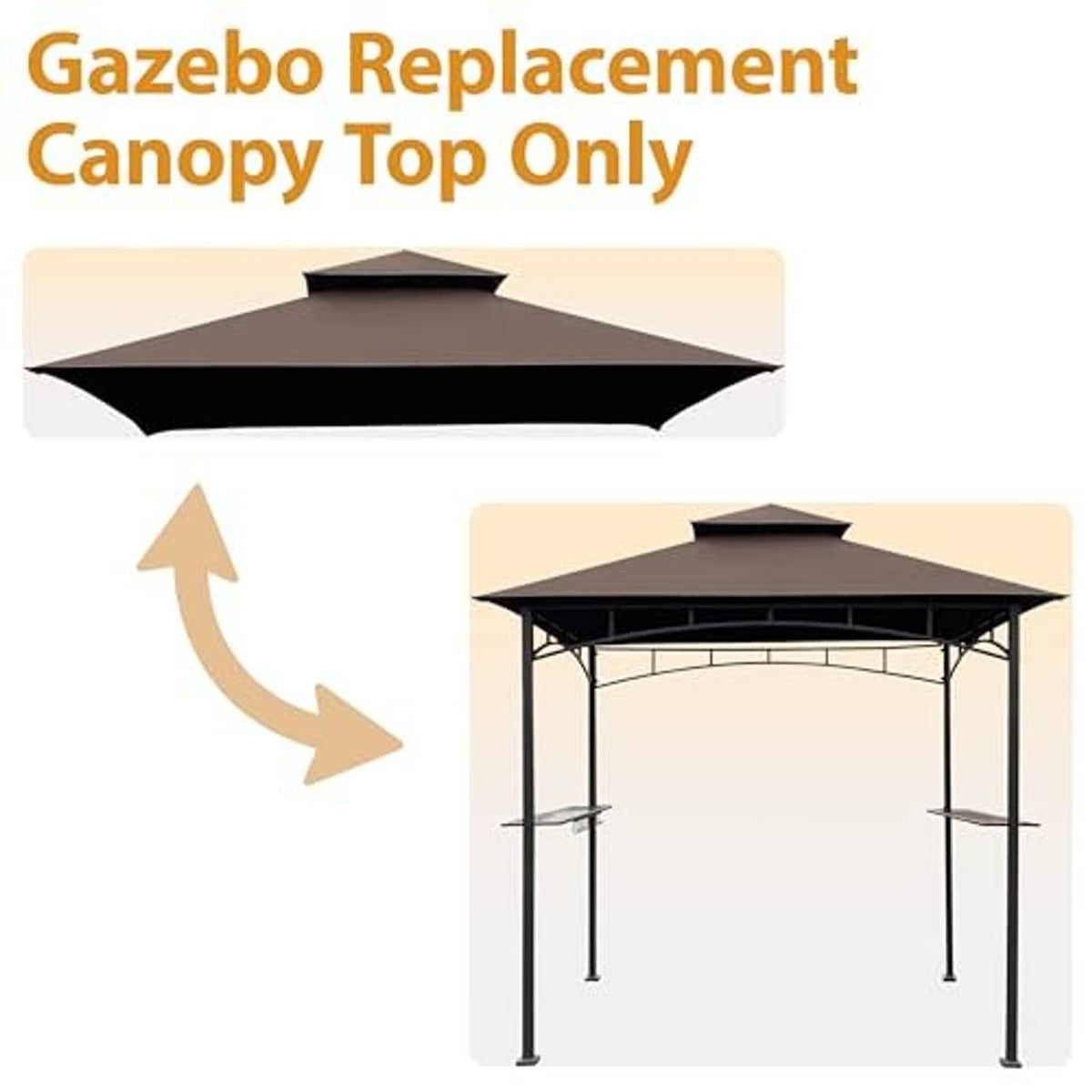 Brown gazebo replacement canopy top only with hooded double roof