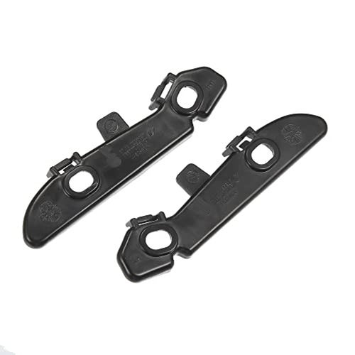 Black plastic front bumper mounting support brackets, two-piece set with round holes