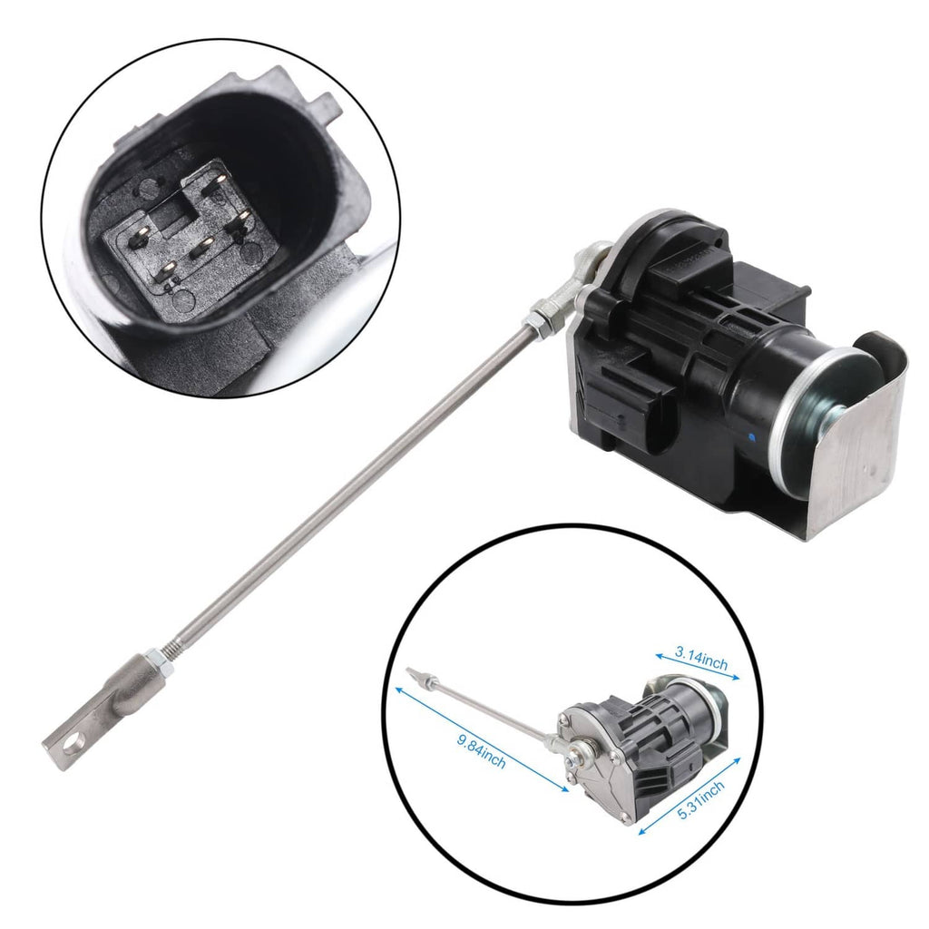 Turbo wastegate actuator with attached electrical connector and metal rod