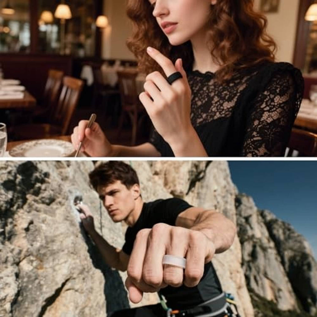Ring cover on a finger shown on two people