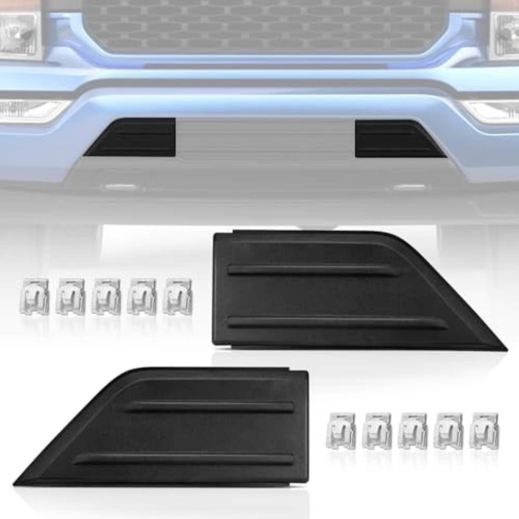 Pair of matte black bumper guard cover inserts with grille-like mounting clips