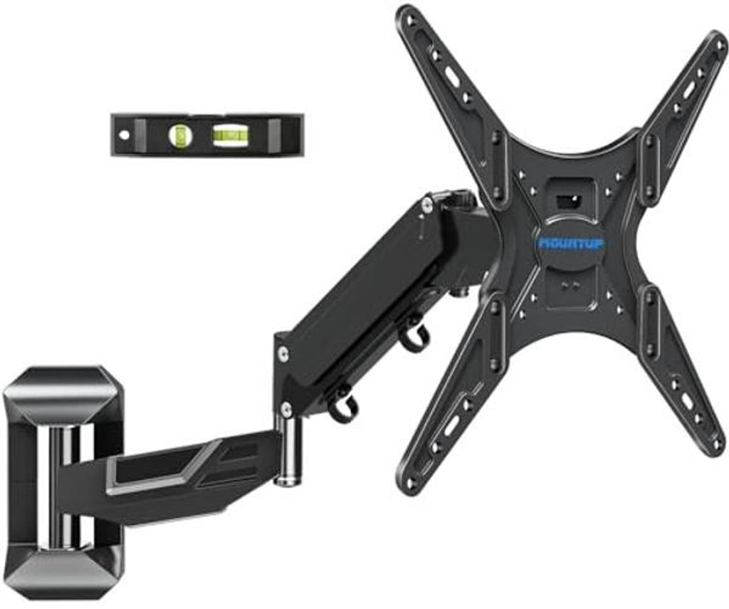 Black height-adjustable TV wall mount showing long extension arms and bracket