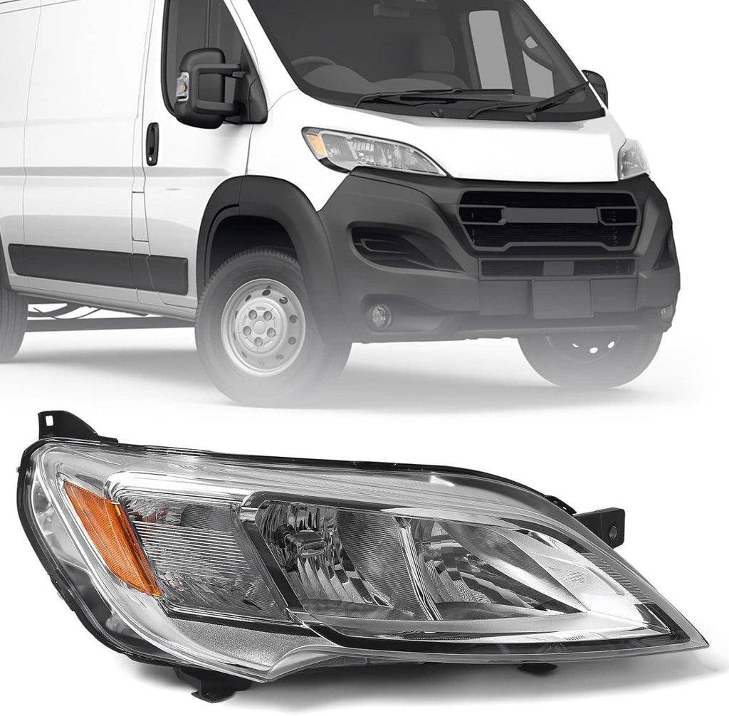 Right halogen headlight assembly with amber marker and clear projector lens