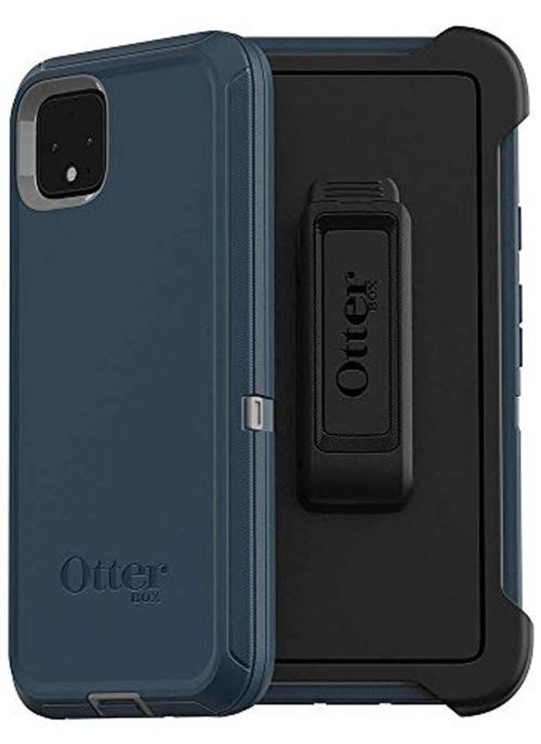 OtterBox Defender Series Pixel 4 case with holster clip, dark blue and black