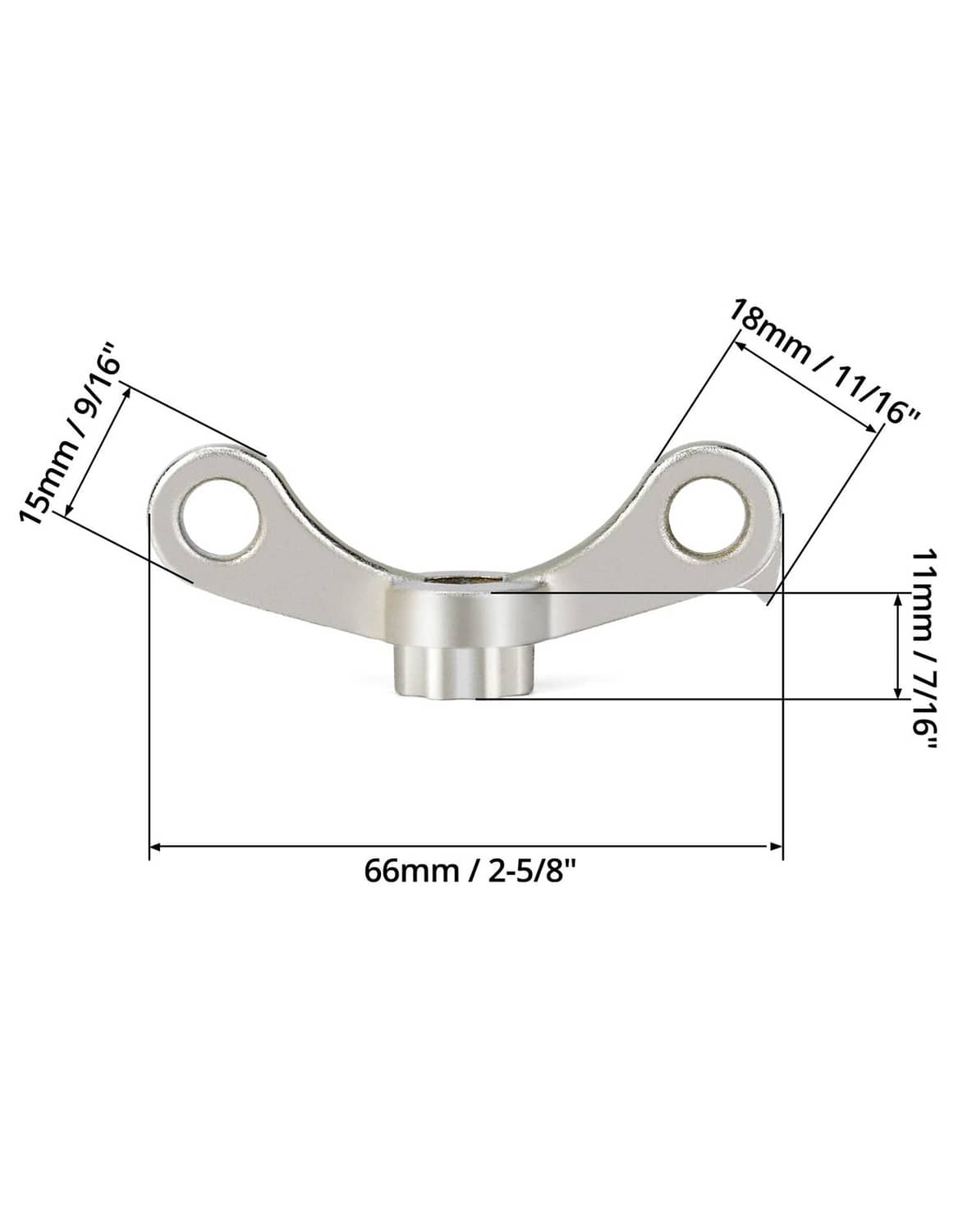 Silver bike crank dust cap wrench tool with two ring holes and central drive