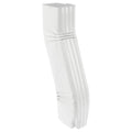 White S-shaped downspout elbow, 2 in fitting, offset zigzag connector piece
