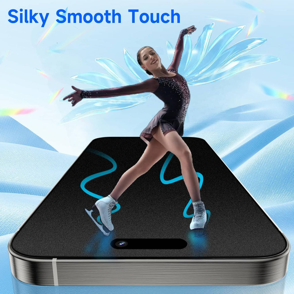 Matte screen protector for iPhone 16 Pro Max stack with smooth touch coating
