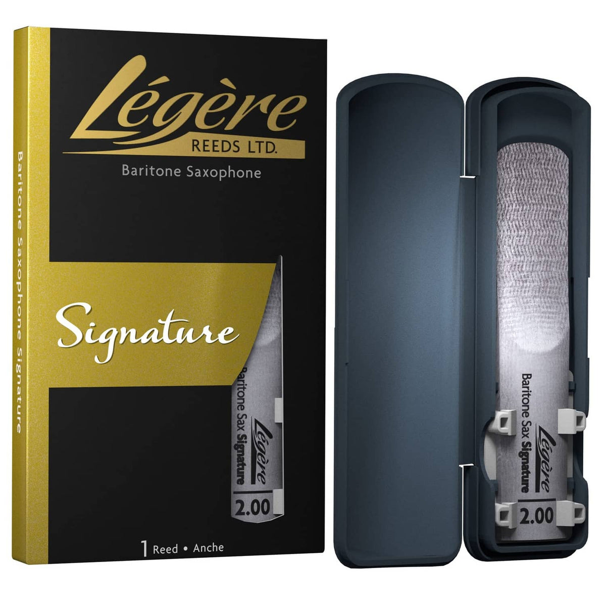 Saxophone synthetic reed, strength 2.0, with storage case and retail box