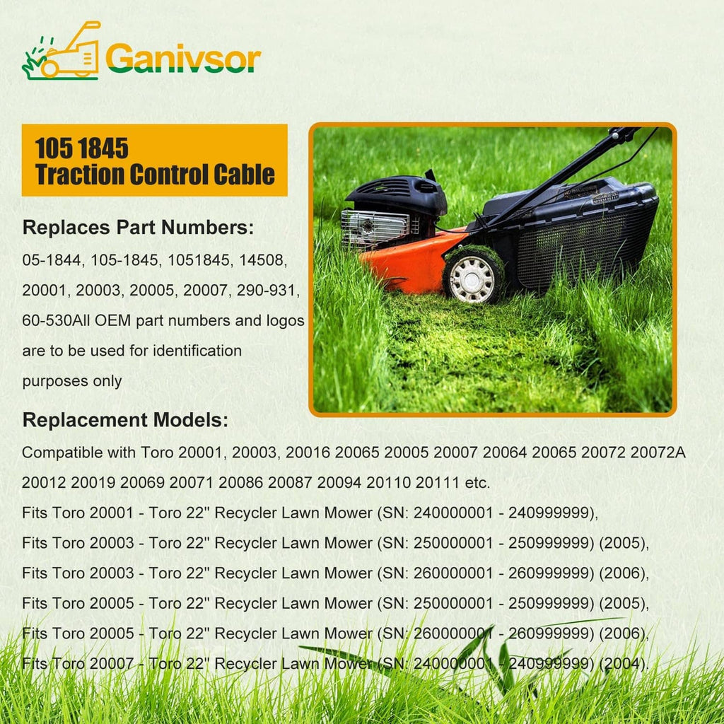 Lawnmower traction control cable with black housing and spring-loaded end