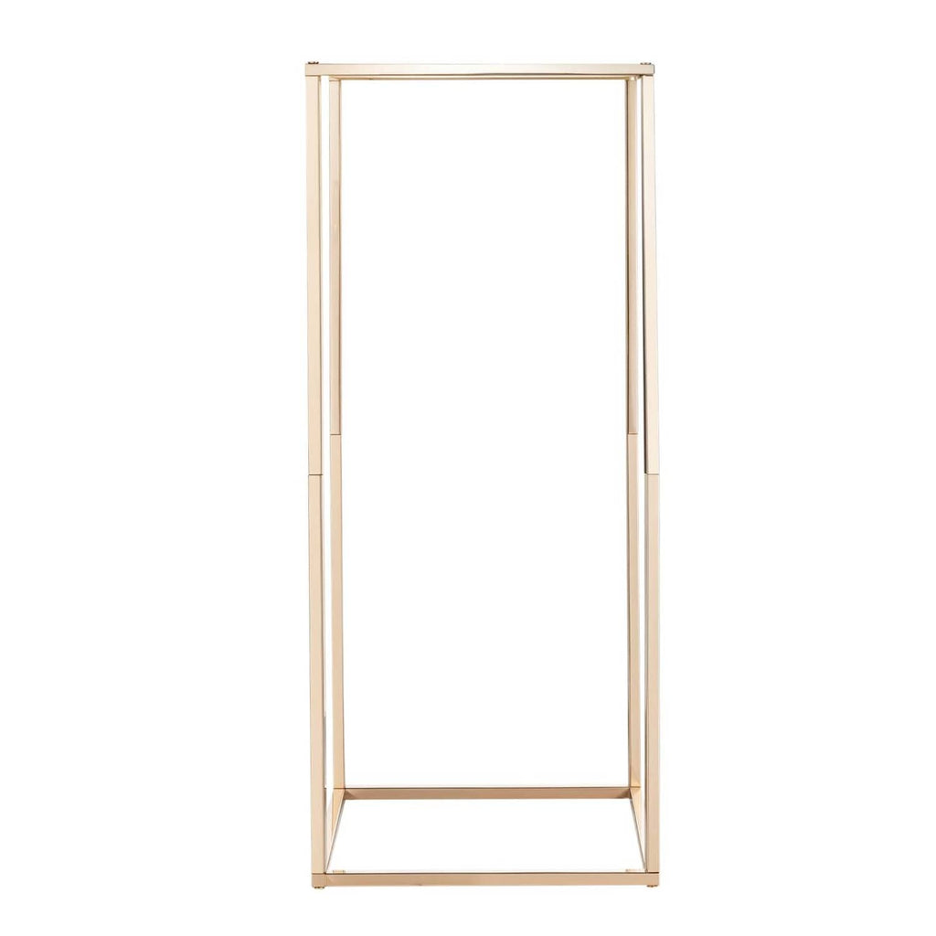 Tall metal flower stand frame, light beige, rectangular top and base