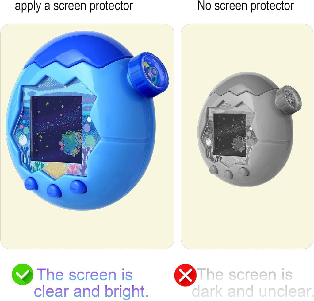Screen protector set shown on blue device and bare gray screen comparison