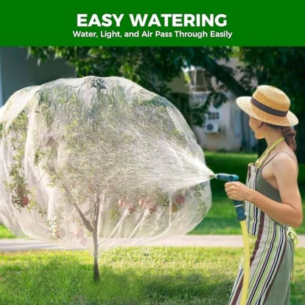 Fruit tree netting bag with zipper top, clear dome cover for watered branches