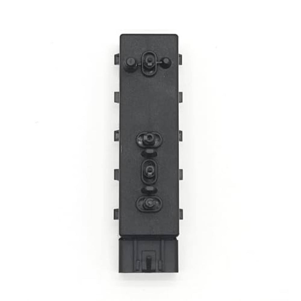 Black power seat control switch with stacked rocker buttons and rectangular side connectors