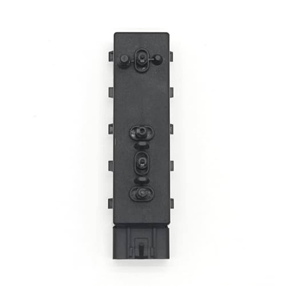 Black power seat control switch with stacked rocker buttons and rectangular side connectors