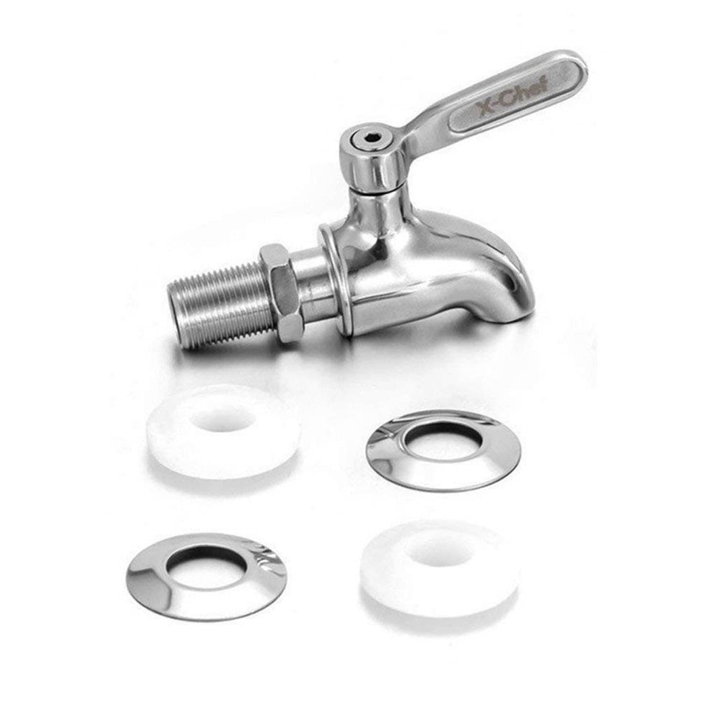 Stainless steel spigot replacement kit with washers and mounting rings