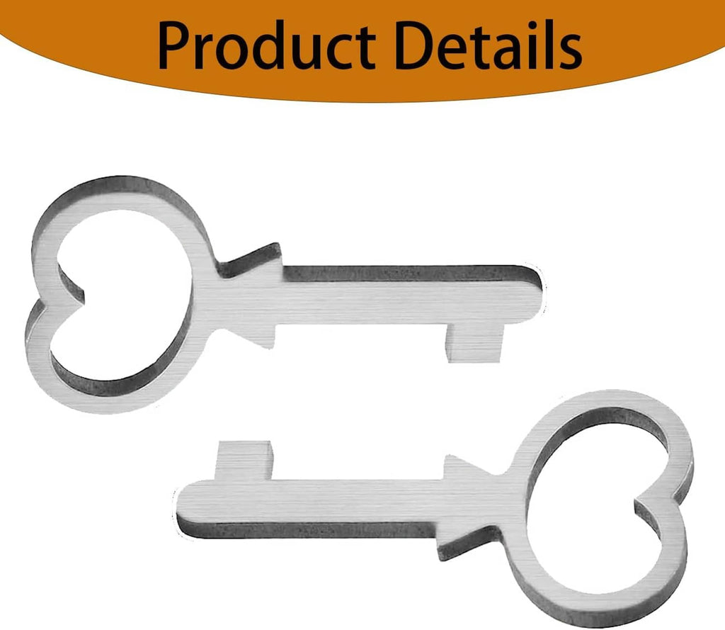 Pair of silver metal keys crossed, with heart-shaped key heads and notches