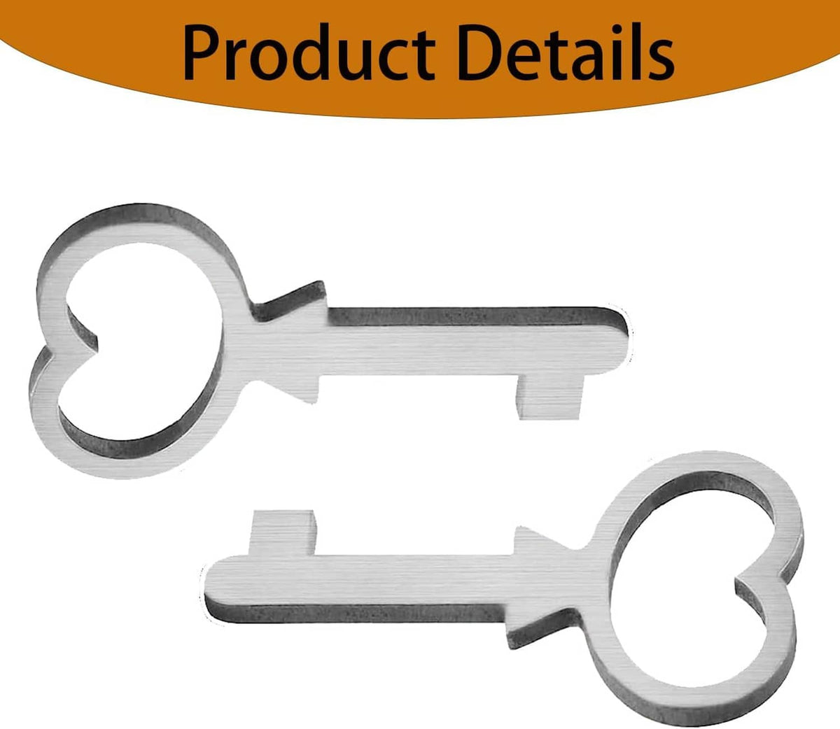 Pair of silver metal keys crossed, with heart-shaped key heads and notches