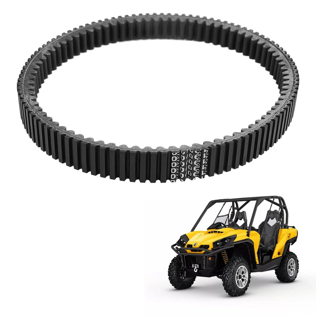 Black drive belt loop with yellow UTV partially shown
