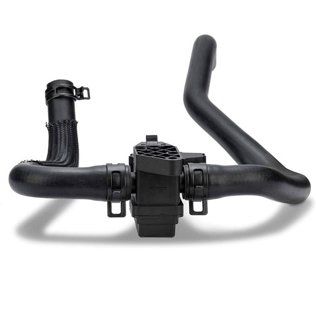Black HVAC heater inlet hose with control valve assembly and electrical connector