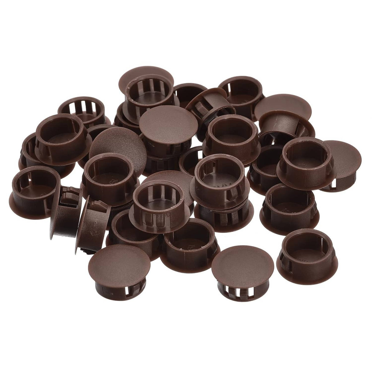 Brown plastic hole plug set with flush-style caps