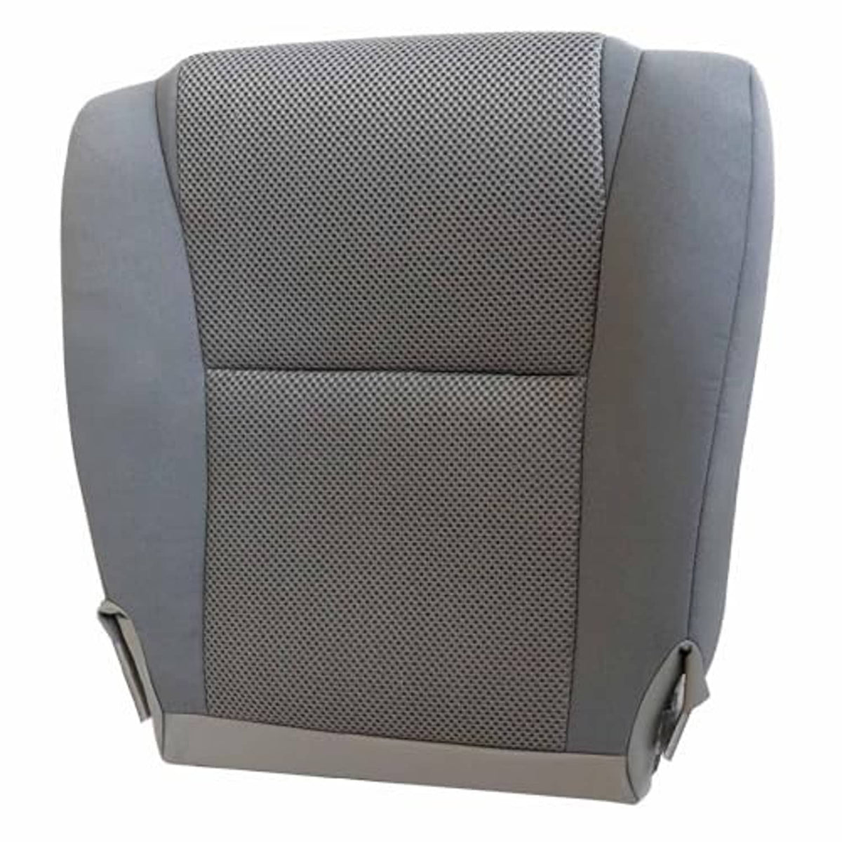 Gray cloth seat cover front bottom piece, textured center panel and side bolsters