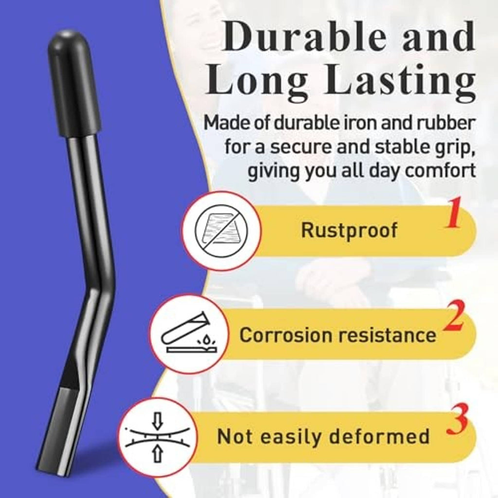 Single black wheelchair brake handle extender bar with rounded rubber end cap