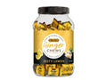 Zesty lemon ginger chews jar with yellow label and black screw lid