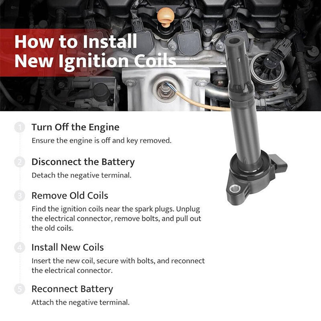 Ignition coil installed on engine bay with spark plug area visible