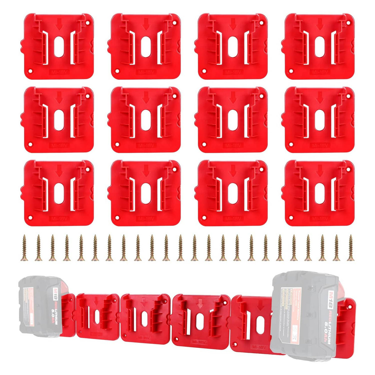 Red battery holder case set with mounting holes and included screws