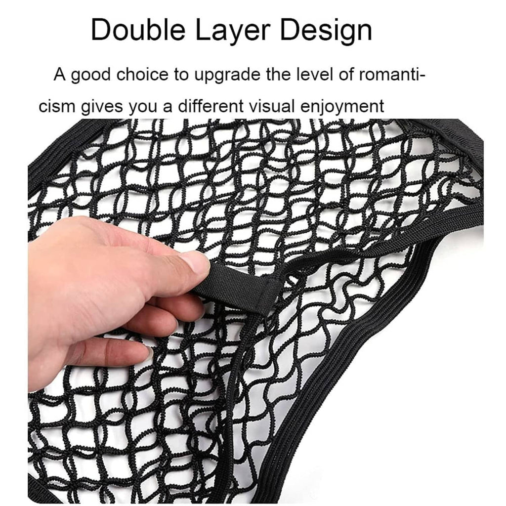 Black polyester cargo net with dense double-layer mesh weave