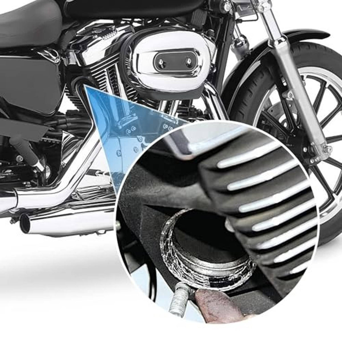 Exhaust port gasket kit with two gray steel mesh rings, crush seal style