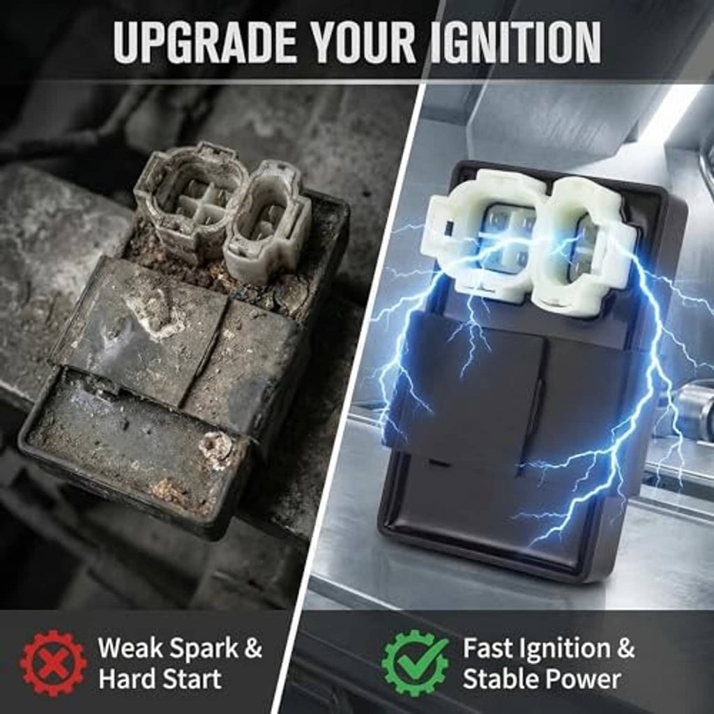 Black CDI control box with white 6-pin connector plug and wiring connections