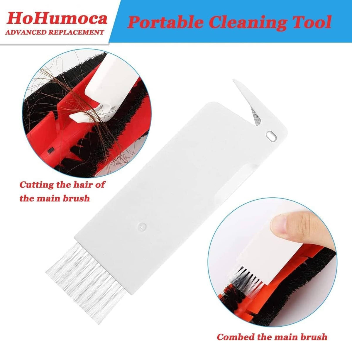 Robot vacuum cleaning tool, white scraper/comb for removing hair from main brush