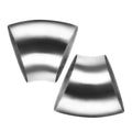 Polished stainless steel 45-degree exhaust elbow pipes, two curved bend sections