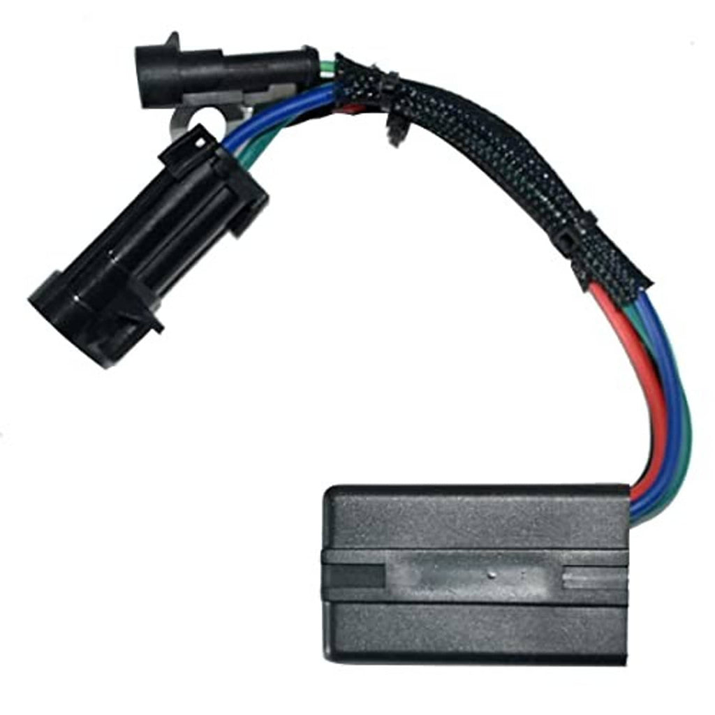 Tilt trim relay switch assembly with black module, braided harness, and inline connectors
