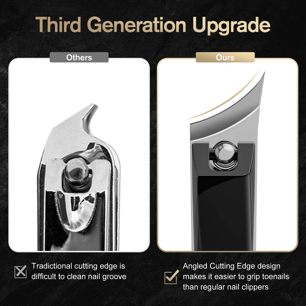 Ingrown nail clipper head with curved cutting jaw and pivot screw, chrome finish