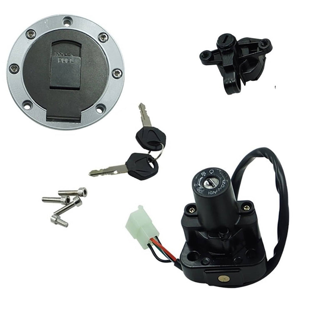 Ignition switch gas cap lock with keys, screws, and wiring connector
