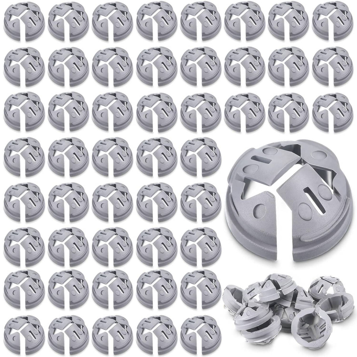 Gray non-metallic push-in wire connectors, bulk assortment of circular bases