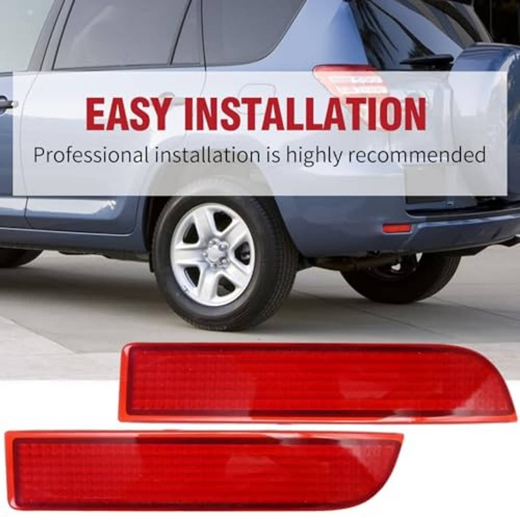 Installed red rear bumper reflector light beneath vehicle bumper