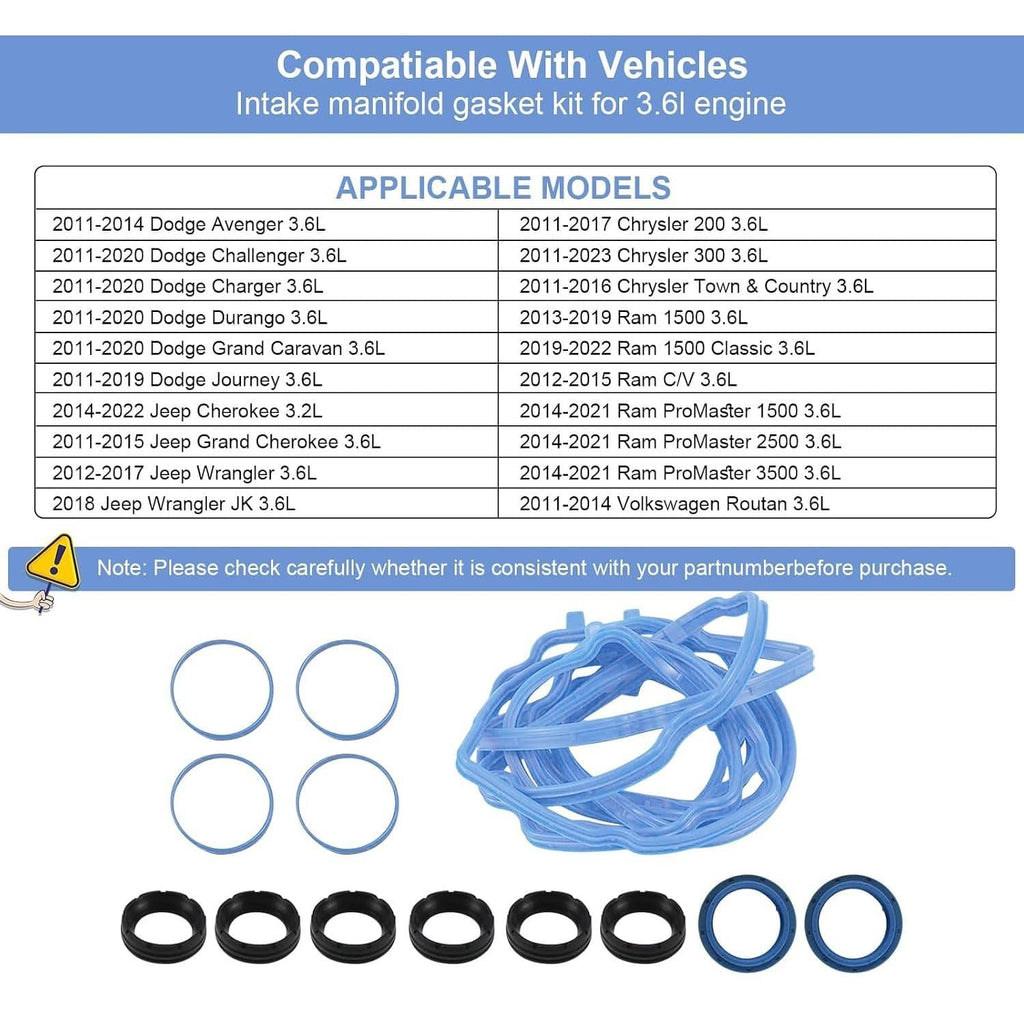 Valve cover gasket kit set with blue tube gasket and black and white seals
