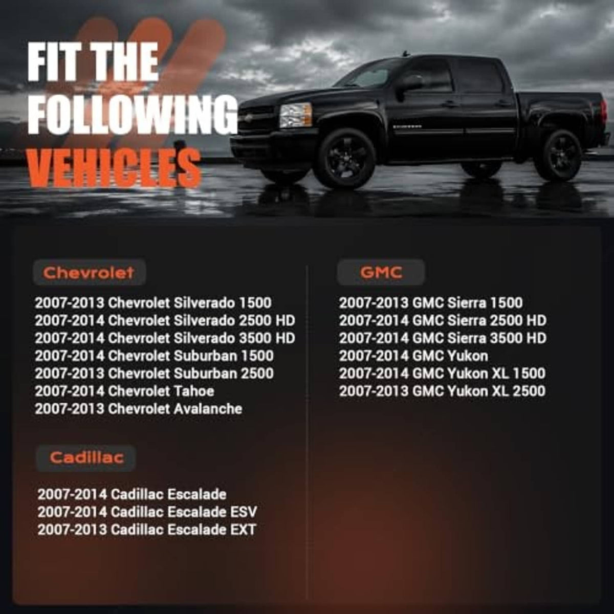 Exterior door handle fitment chart showing front and rear driver passenger part numbers.