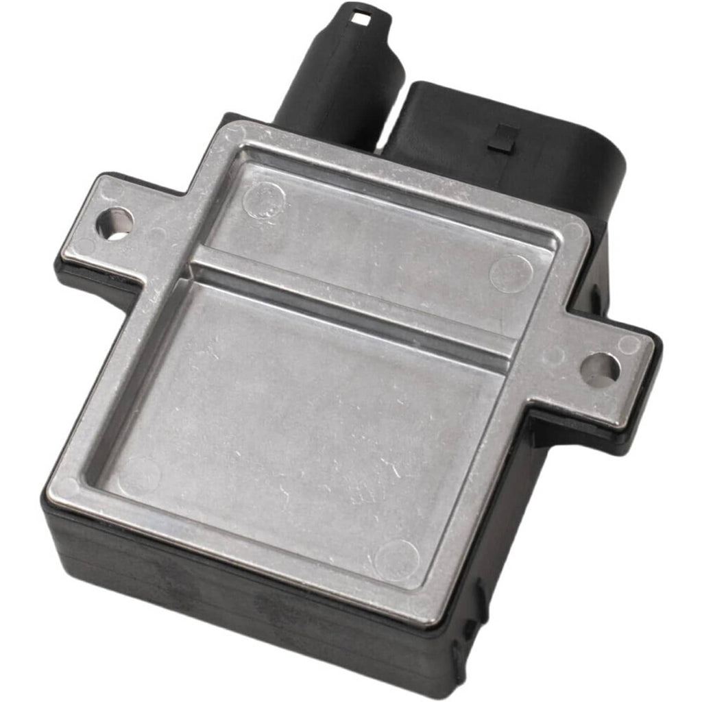 Glow plug control module with metal plate top and black wire connector