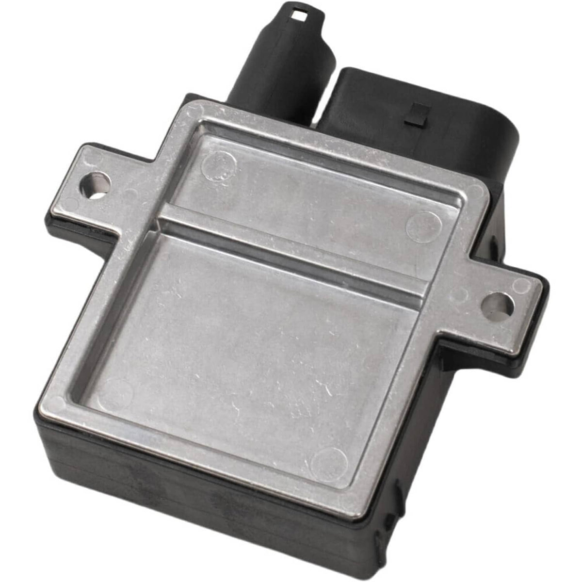 Glow plug control module with metal plate top and black wire connector