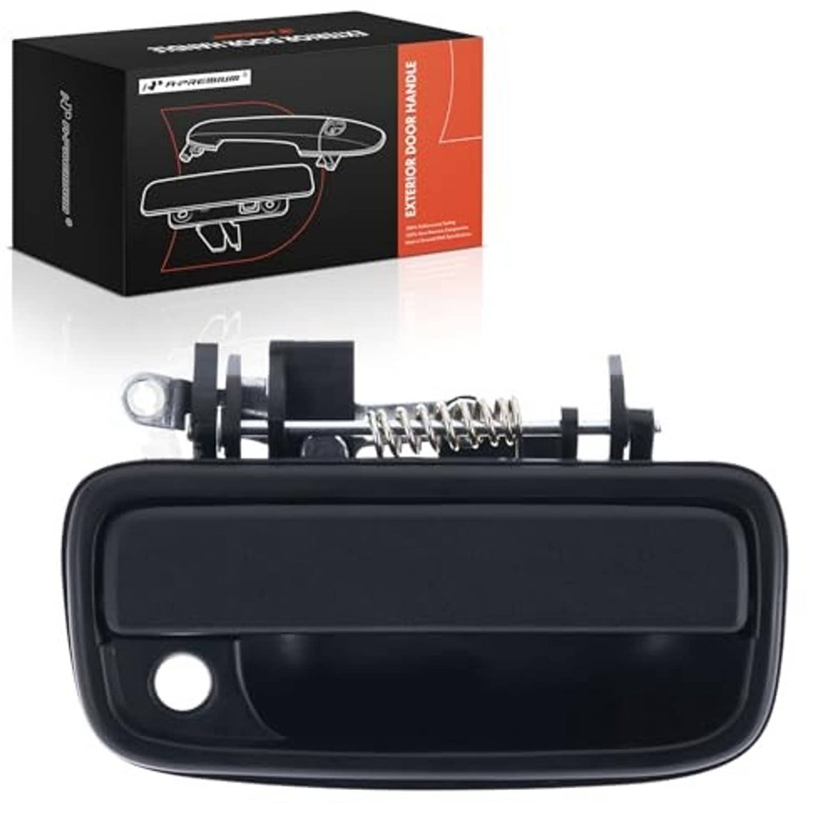 Front right exterior outside door handle with keyhole, textured black handle