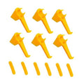 Set of yellow plastic tire changer inserts with claw tips and thin tabs (6-pack)
