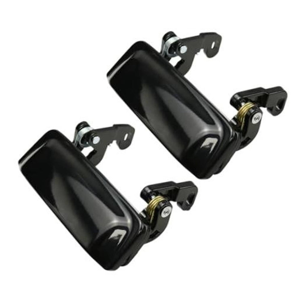 All-metal exterior door handle set, two glossy black handles with mounting hardware
