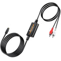 Neoteck optical SPDIF to RCA DAC converter with attached cable and RCA audio cords