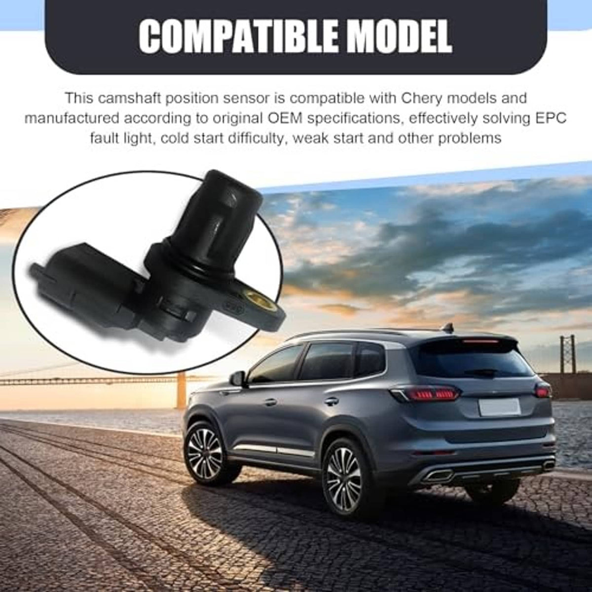 Camshaft position sensor inset with compatible-model graphic